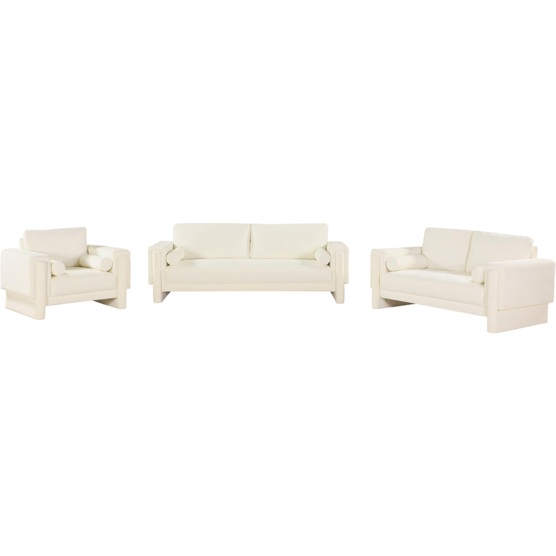 Meridian Madeline Cream Chenille Fabric Loveseat IMAGE 13