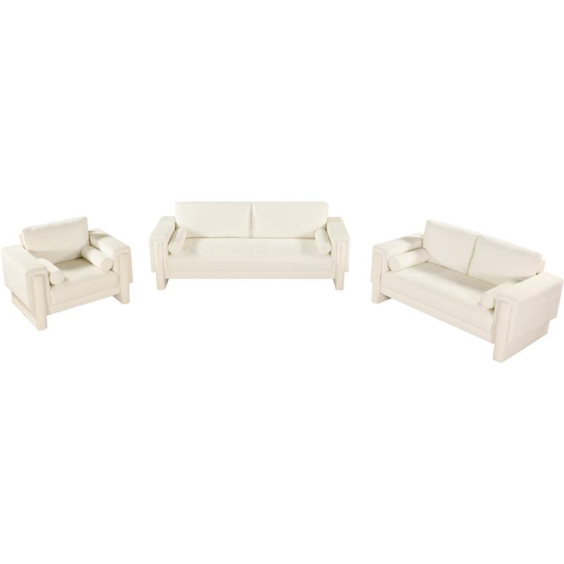 Meridian Madeline Cream Chenille Fabric Loveseat IMAGE 14