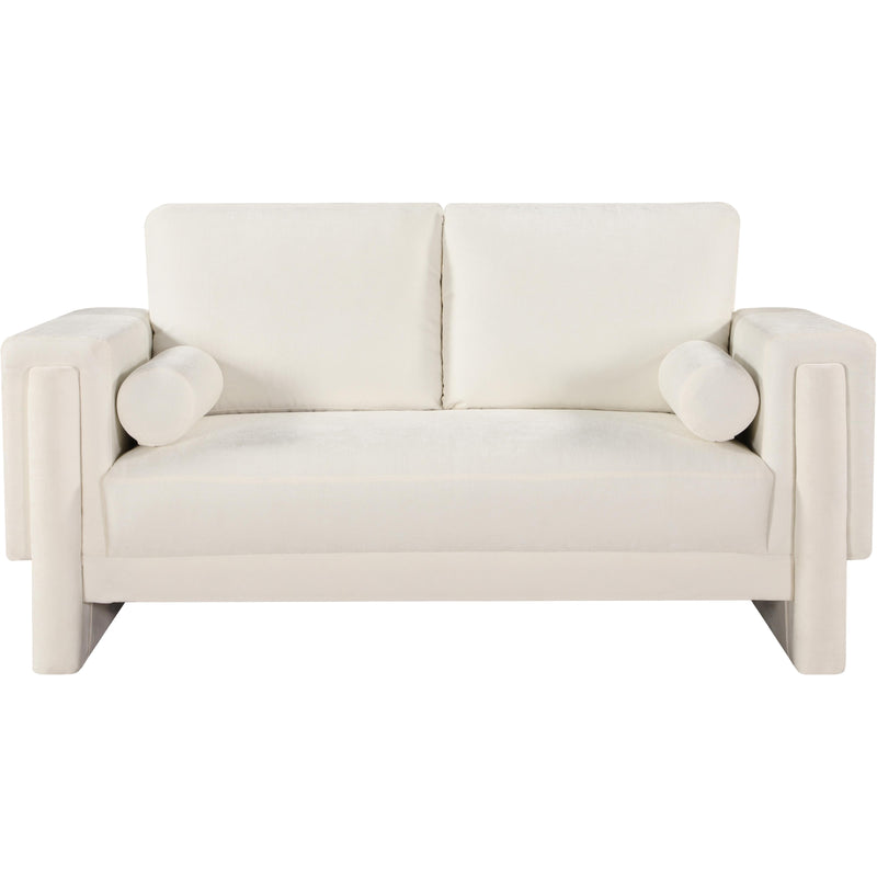 Meridian Madeline Cream Chenille Fabric Loveseat IMAGE 4