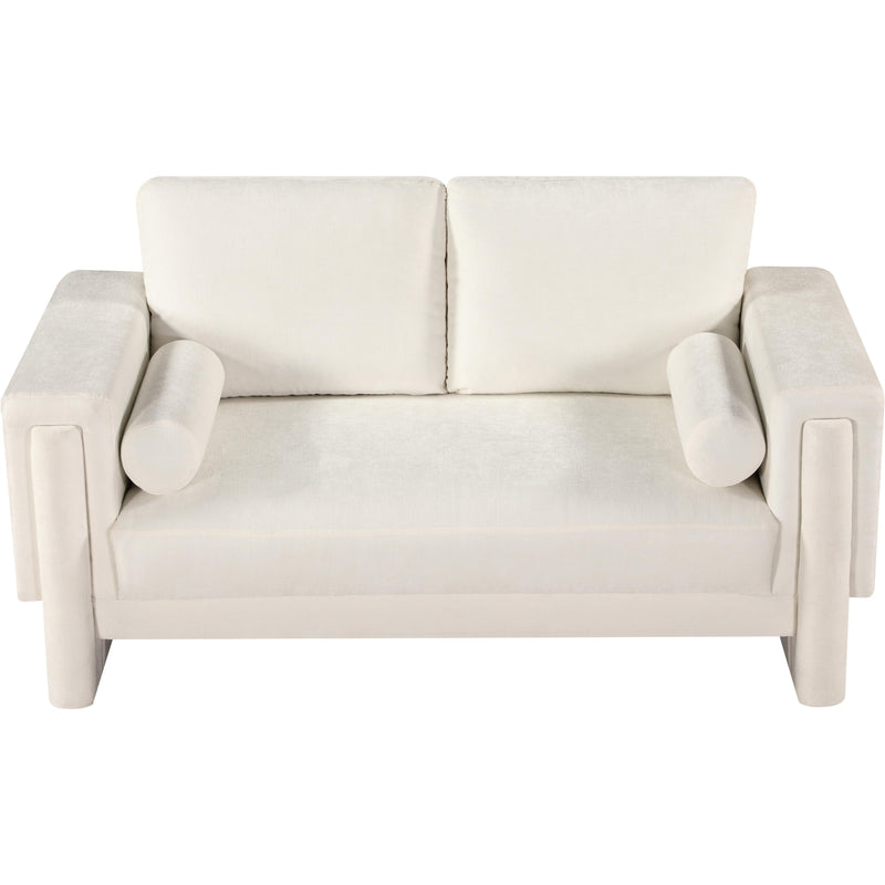 Meridian Madeline Cream Chenille Fabric Loveseat IMAGE 5