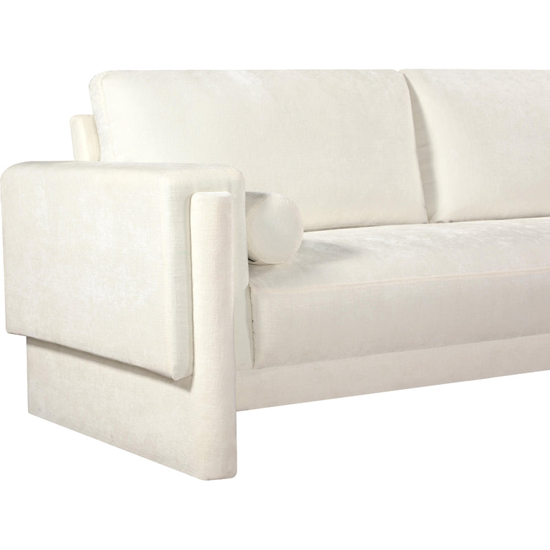 Meridian Madeline Cream Chenille Fabric Loveseat IMAGE 9