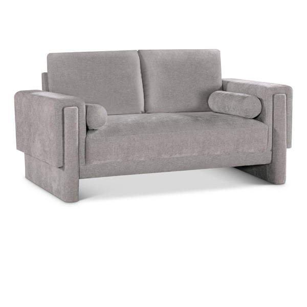 Meridian Madeline Grey Chenille Fabric Loveseat IMAGE 1