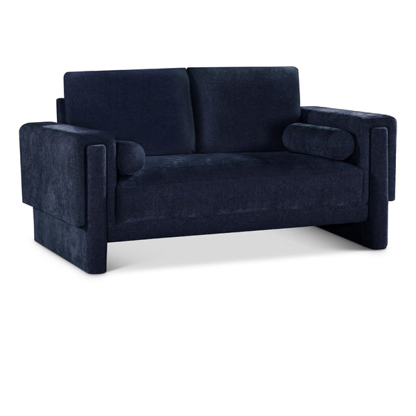 Meridian Madeline Navy Chenille Fabric Loveseat IMAGE 1