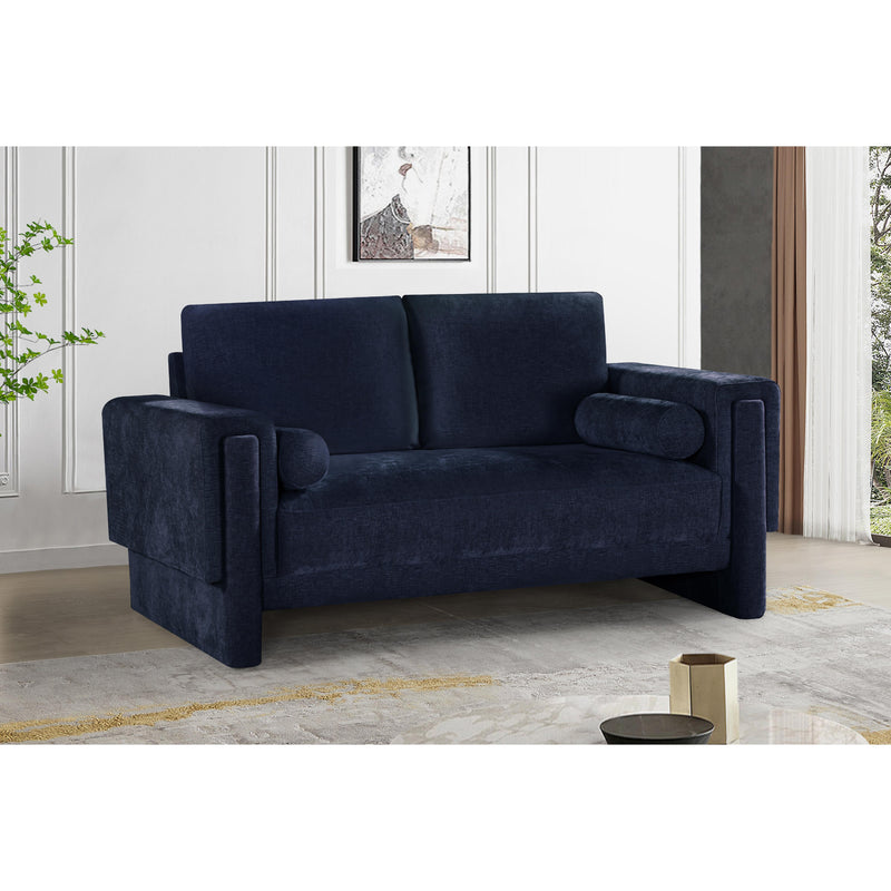 Meridian Madeline Navy Chenille Fabric Loveseat IMAGE 2