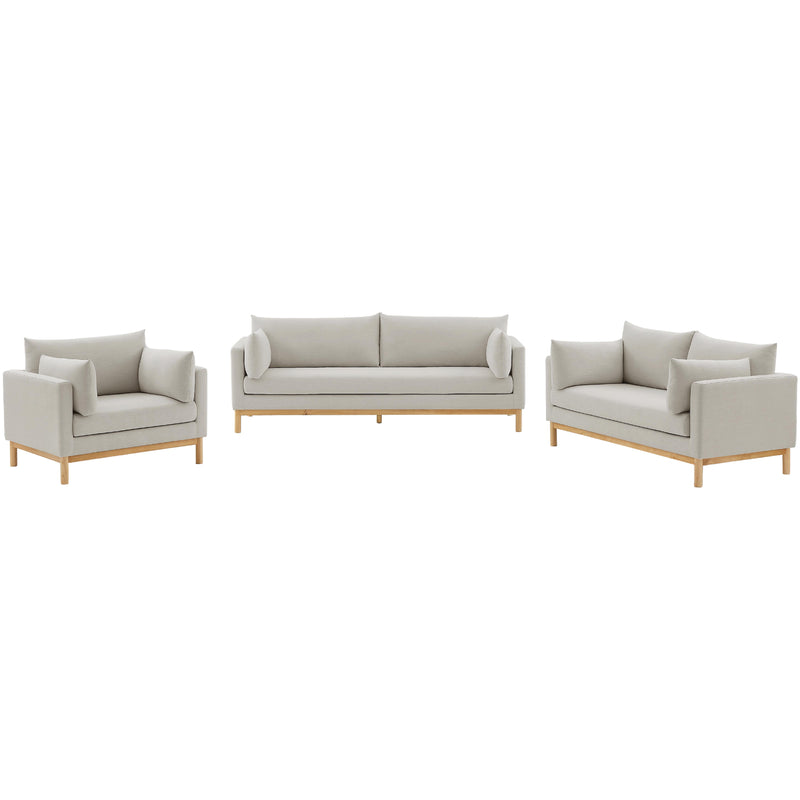 Meridian Langham Beige Linen Textured Fabric Loveseat IMAGE 12