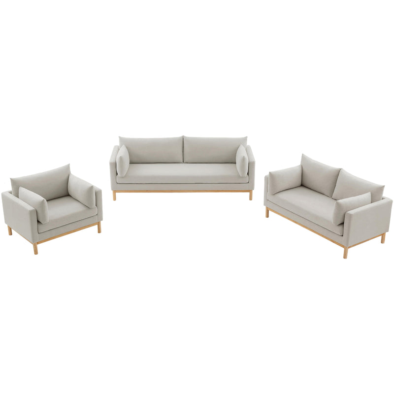 Meridian Langham Beige Linen Textured Fabric Loveseat IMAGE 13