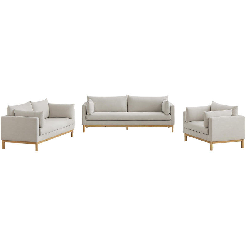 Meridian Langham Beige Linen Textured Fabric Loveseat IMAGE 14