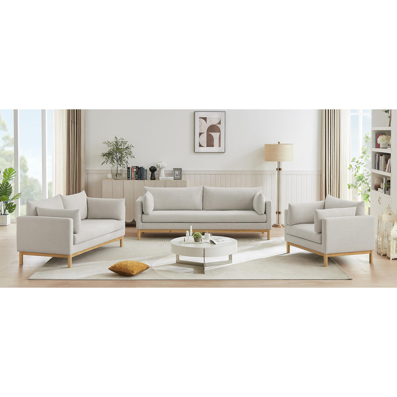 Meridian Langham Beige Linen Textured Fabric Loveseat IMAGE 15