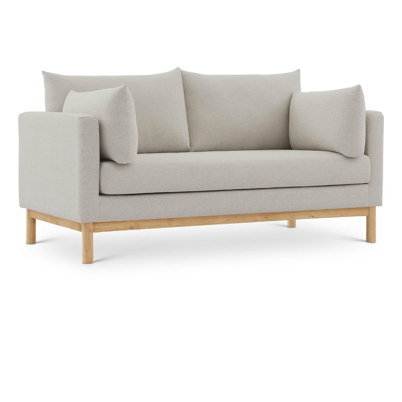 Meridian Langham Beige Linen Textured Fabric Loveseat IMAGE 1