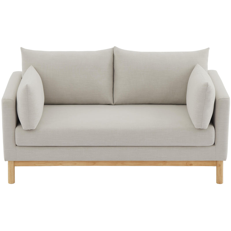 Meridian Langham Beige Linen Textured Fabric Loveseat IMAGE 6