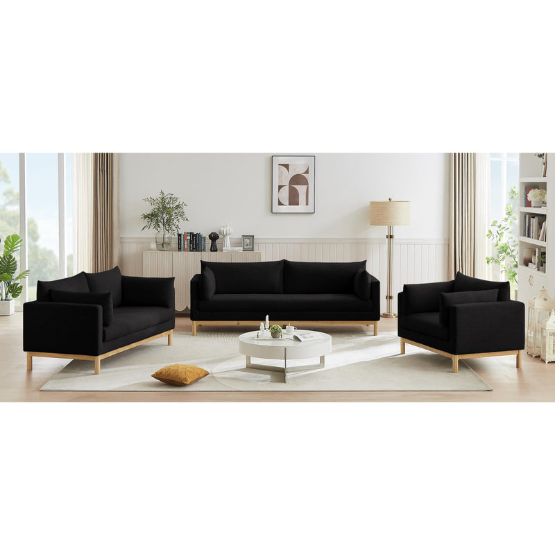 Meridian Langham Black Linen Textured Fabric Loveseat IMAGE 15