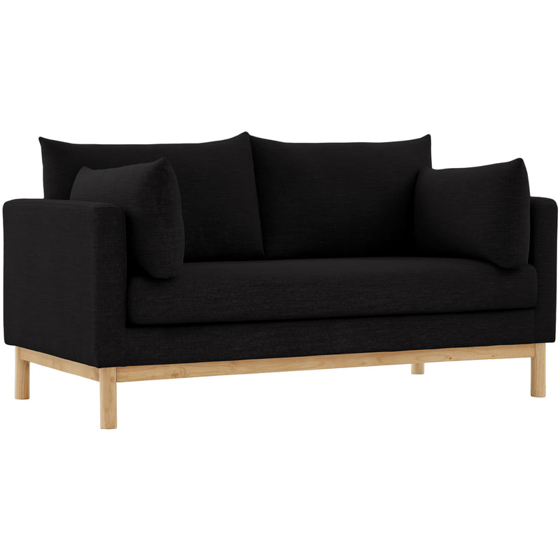 Meridian Langham Black Linen Textured Fabric Loveseat IMAGE 16