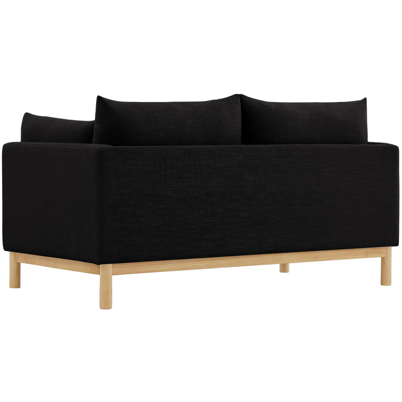 Meridian Langham Black Linen Textured Fabric Loveseat IMAGE 4