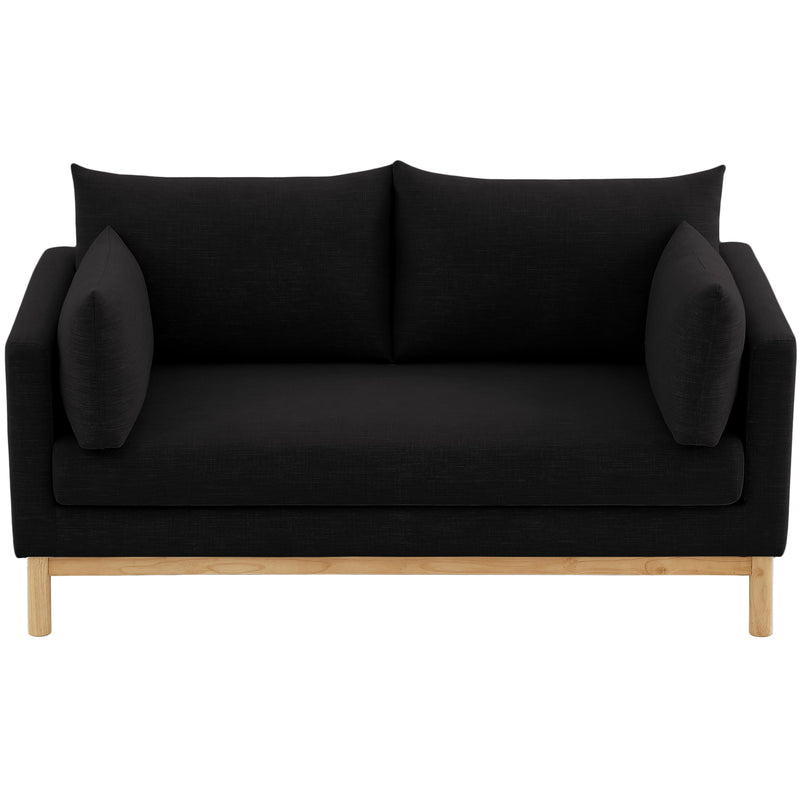 Meridian Langham Black Linen Textured Fabric Loveseat IMAGE 6