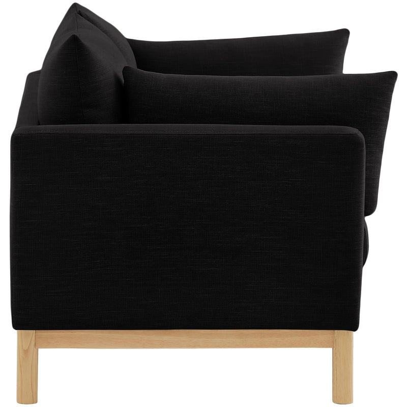 Meridian Langham Black Linen Textured Fabric Loveseat IMAGE 7