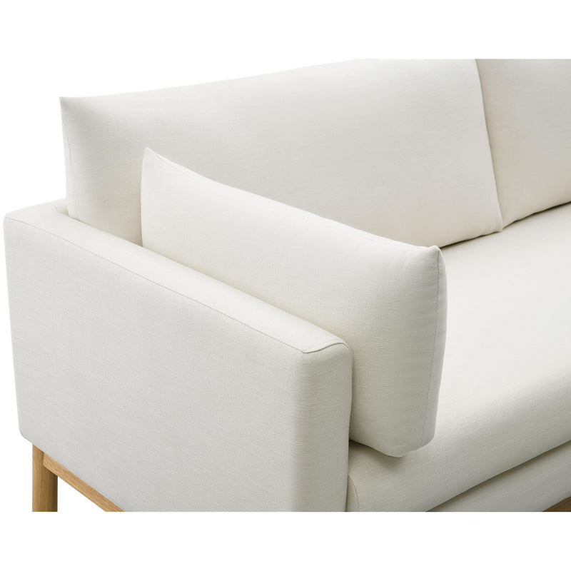 Meridian Langham Cream Linen Textured Fabric Loveseat IMAGE 11