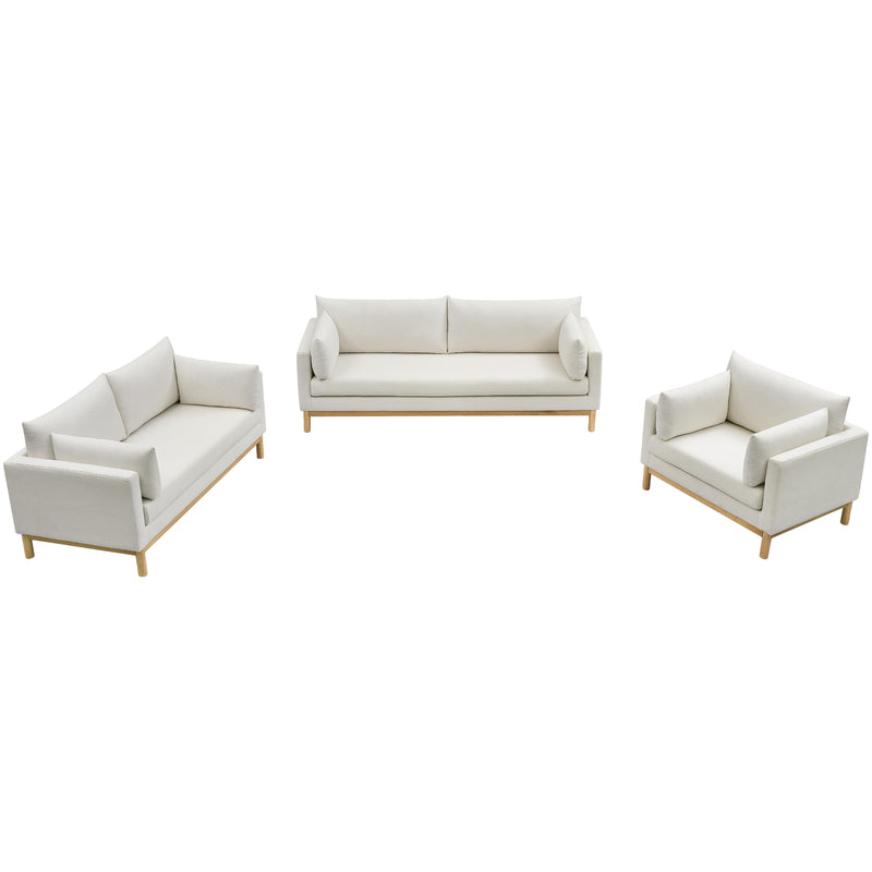 Meridian Langham Cream Linen Textured Fabric Loveseat IMAGE 13