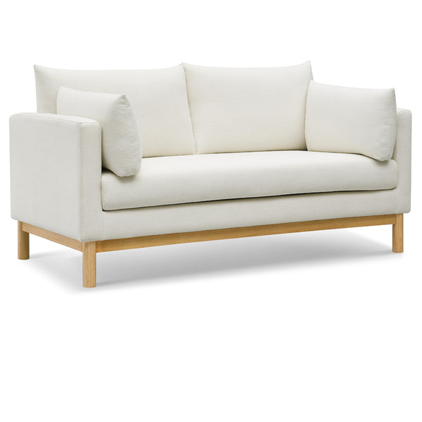 Meridian Langham Cream Linen Textured Fabric Loveseat IMAGE 1