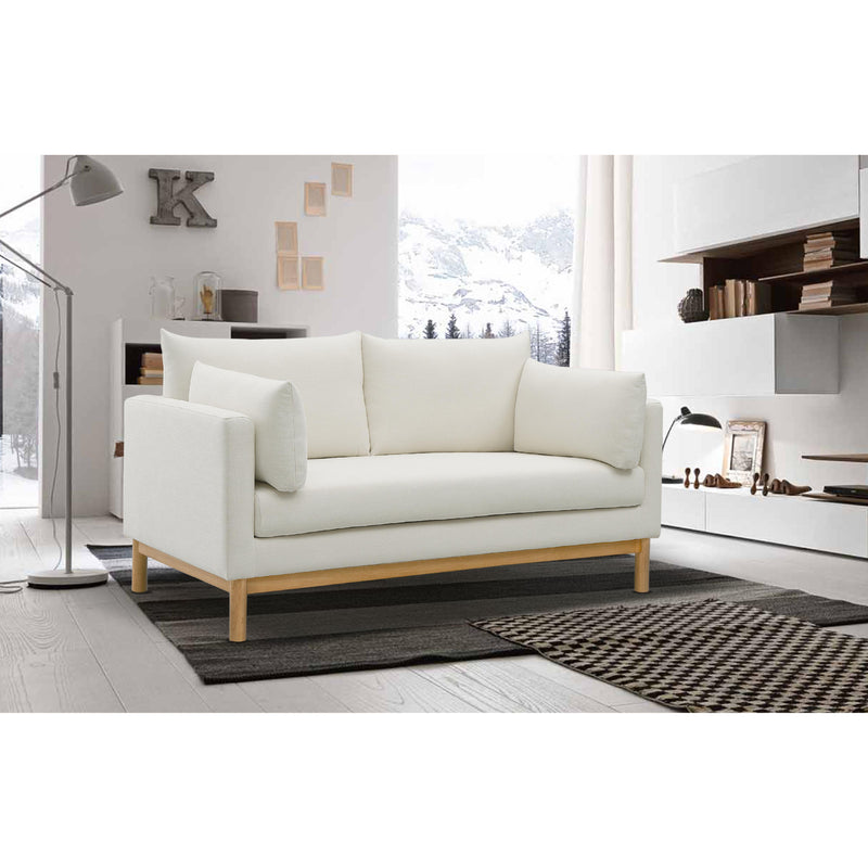 Meridian Langham Cream Linen Textured Fabric Loveseat IMAGE 2