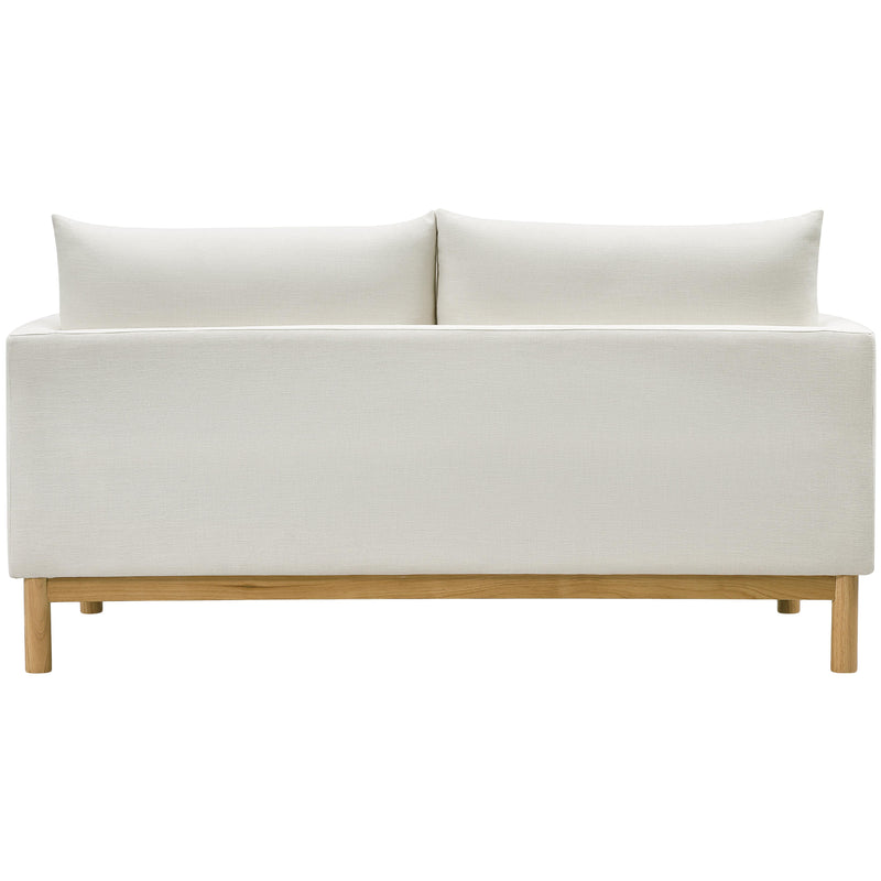 Meridian Langham Cream Linen Textured Fabric Loveseat IMAGE 3