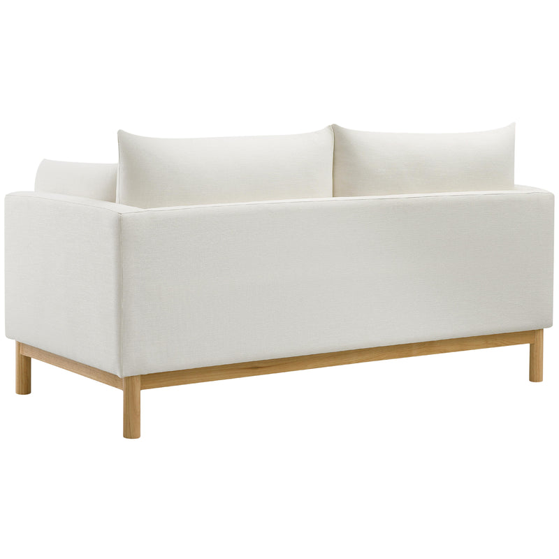 Meridian Langham Cream Linen Textured Fabric Loveseat IMAGE 4