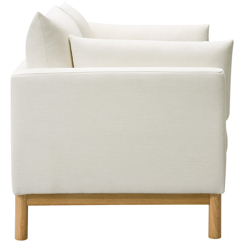 Meridian Langham Cream Linen Textured Fabric Loveseat IMAGE 7