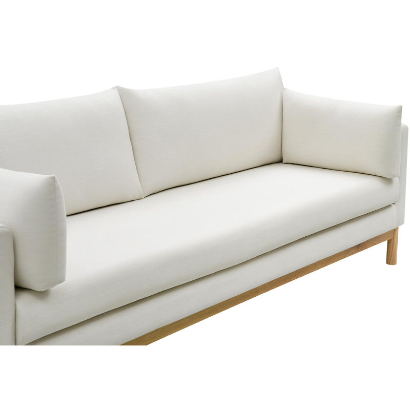 Meridian Langham Cream Linen Textured Fabric Loveseat IMAGE 8