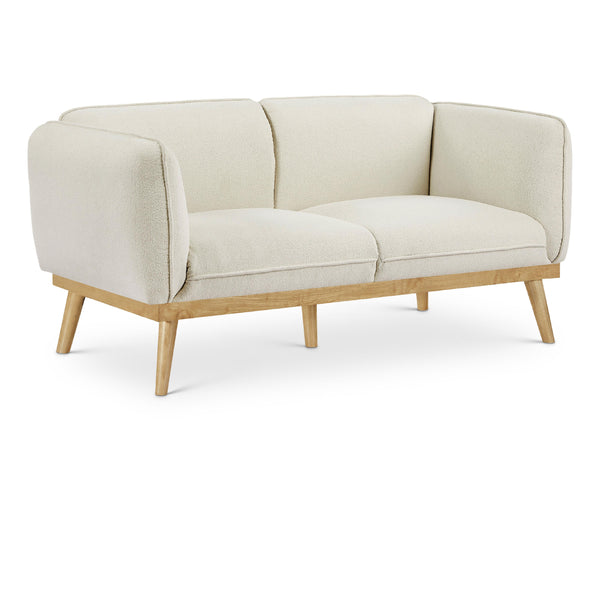 Meridian Nolita Cream Boucle Fabric Loveseat IMAGE 1