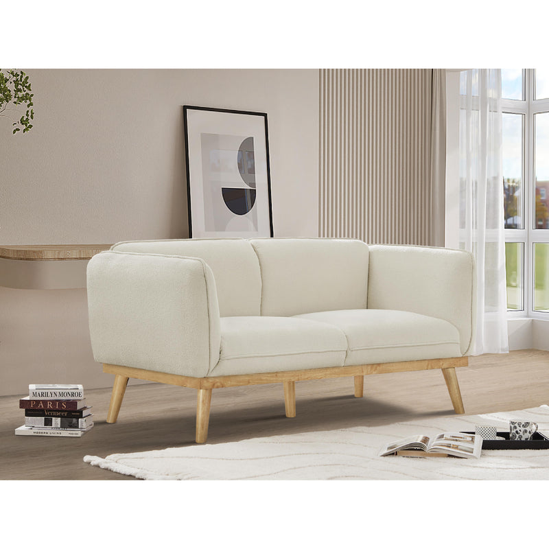 Meridian Nolita Cream Boucle Fabric Loveseat IMAGE 2