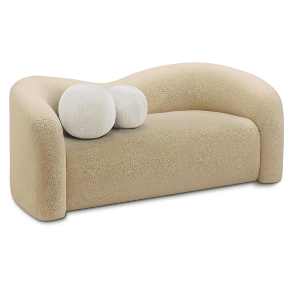 Meridian Kali Beige Faux Shearling Teddy Fabric Loveseat IMAGE 1