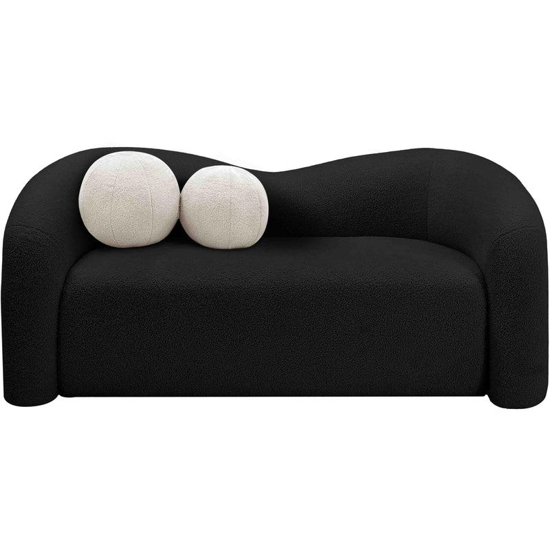 Meridian Kali Black Faux Shearling Teddy Fabric Loveseat IMAGE 4