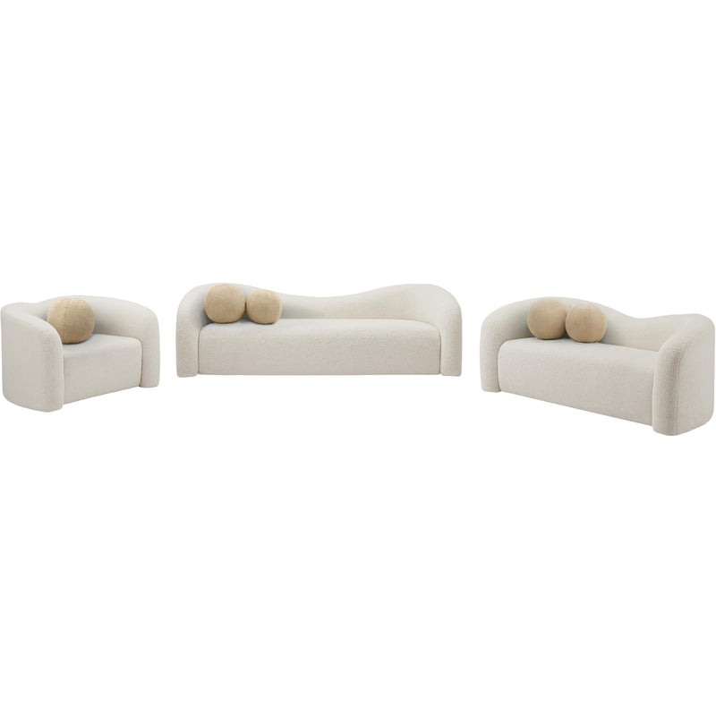 Meridian Kali Cream Faux Shearling Teddy Fabric Loveseat IMAGE 12