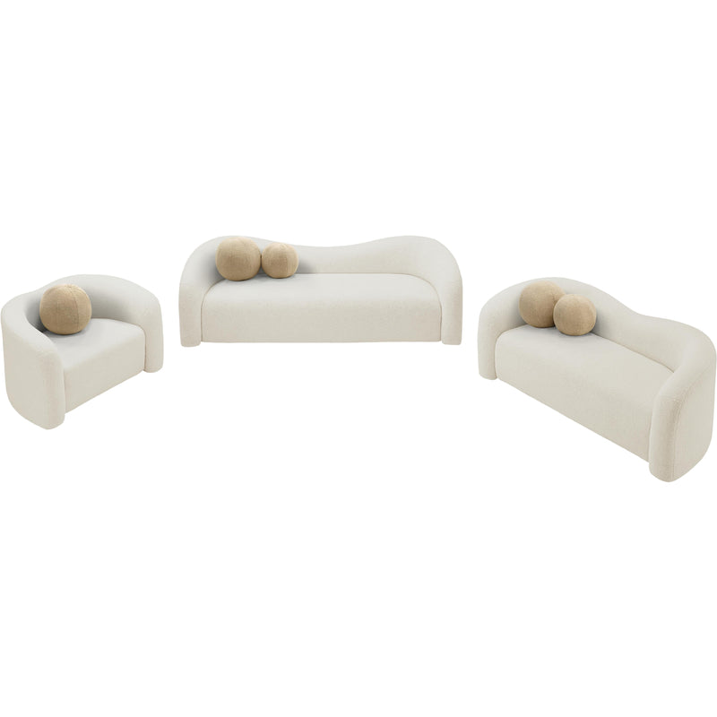 Meridian Kali Cream Faux Shearling Teddy Fabric Loveseat IMAGE 13