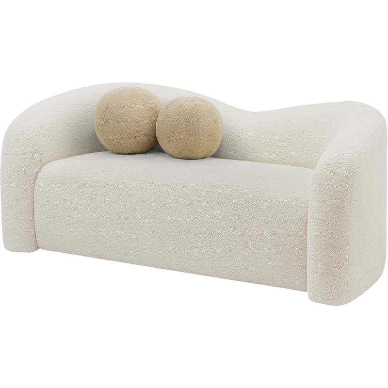 Meridian Kali Cream Faux Shearling Teddy Fabric Loveseat IMAGE 14