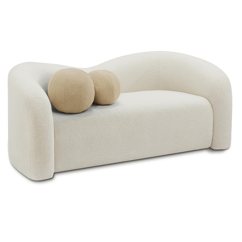 Meridian Kali Cream Faux Shearling Teddy Fabric Loveseat IMAGE 1