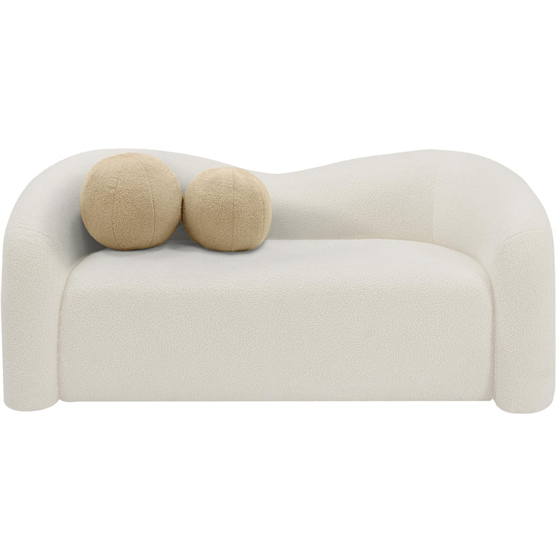 Meridian Kali Cream Faux Shearling Teddy Fabric Loveseat IMAGE 4