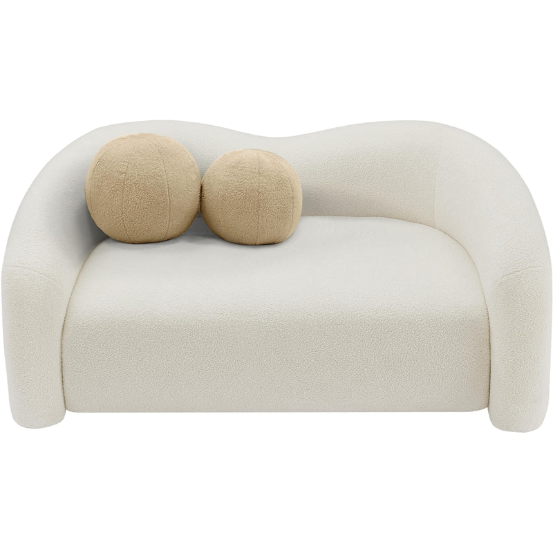 Meridian Kali Cream Faux Shearling Teddy Fabric Loveseat IMAGE 5