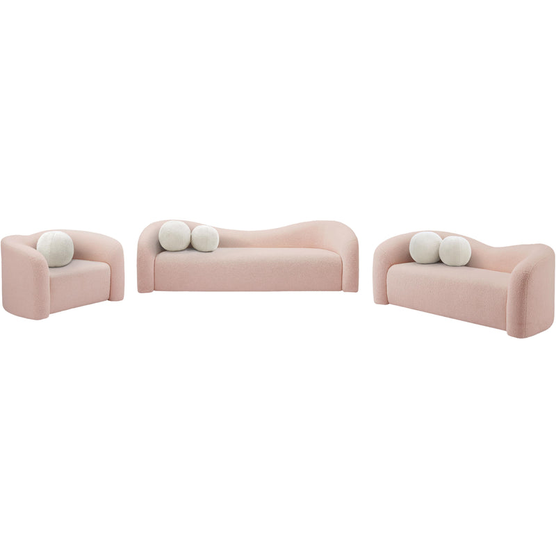 Meridian Kali Pink Faux Shearling Teddy Fabric Loveseat IMAGE 12