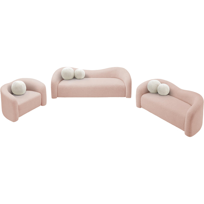 Meridian Kali Pink Faux Shearling Teddy Fabric Loveseat IMAGE 13