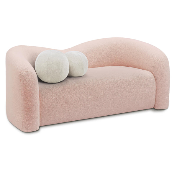 Meridian Kali Pink Faux Shearling Teddy Fabric Loveseat IMAGE 1