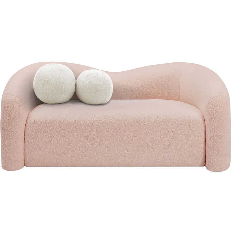 Meridian Kali Pink Faux Shearling Teddy Fabric Loveseat IMAGE 4