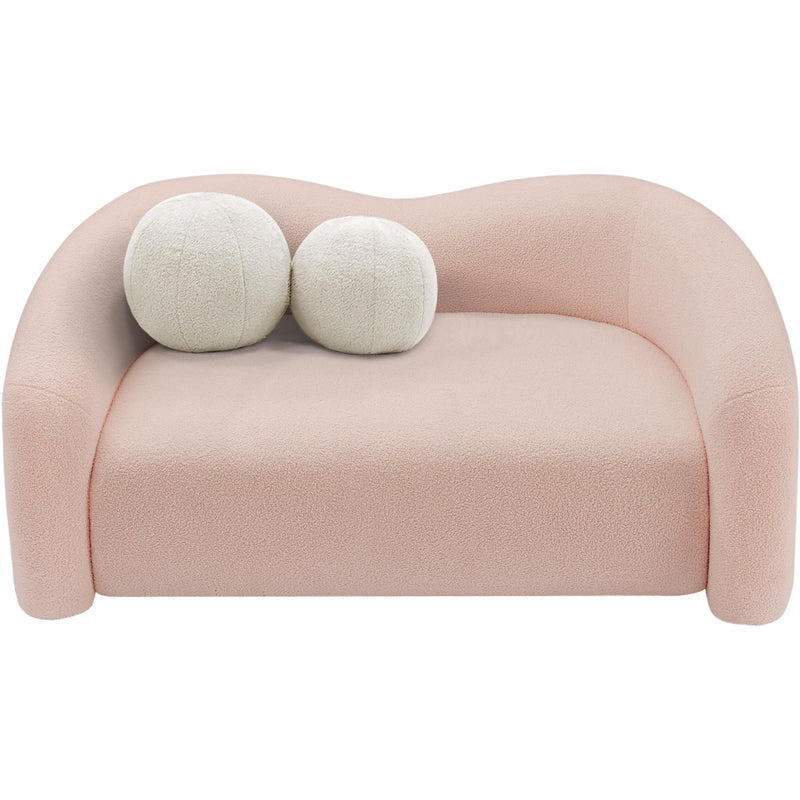 Meridian Kali Pink Faux Shearling Teddy Fabric Loveseat IMAGE 5