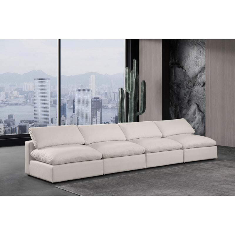 Meridian Comfy Beige Linen Textured Fabric Modular Sofa IMAGE 2