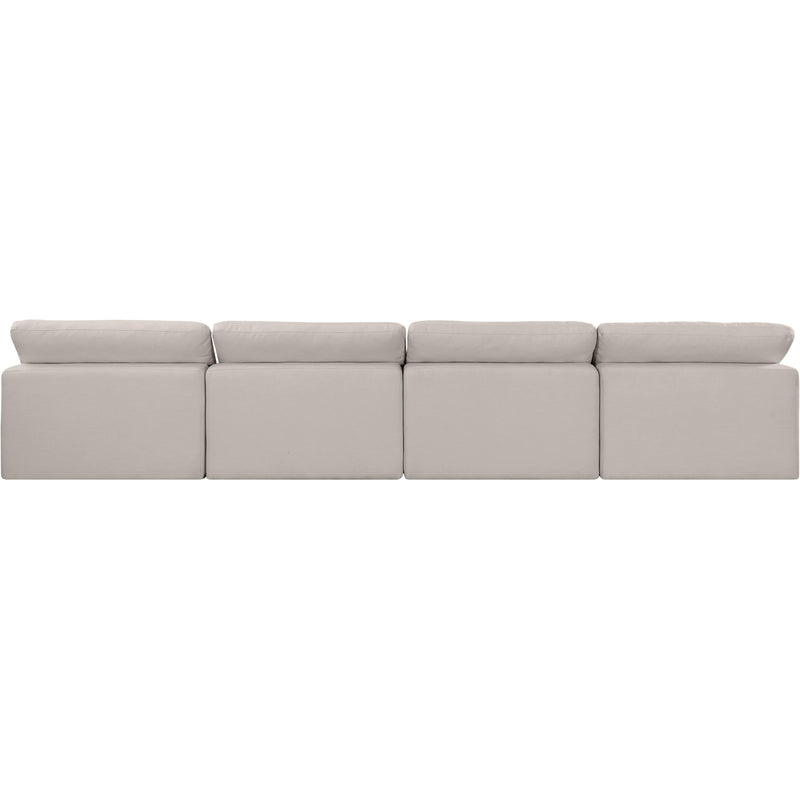 Meridian Comfy Beige Linen Textured Fabric Modular Sofa IMAGE 3