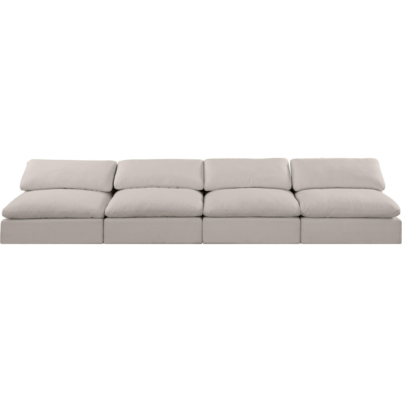 Meridian Comfy Beige Linen Textured Fabric Modular Sofa IMAGE 4