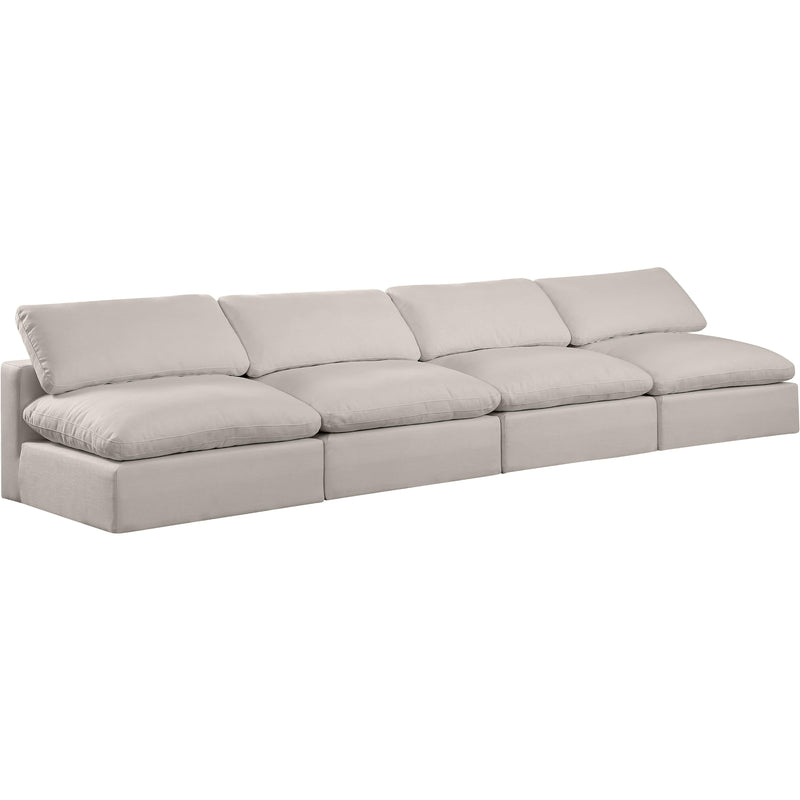 Meridian Comfy Beige Linen Textured Fabric Modular Sofa IMAGE 9