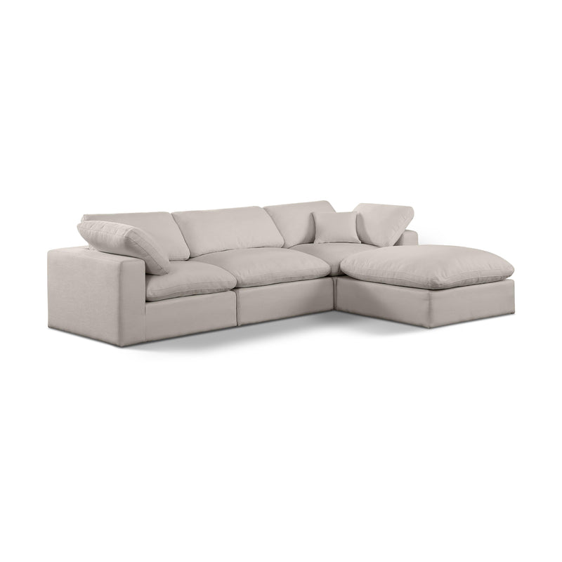 Meridian Comfy Beige Linen Textured Fabric Modular Sectional IMAGE 1