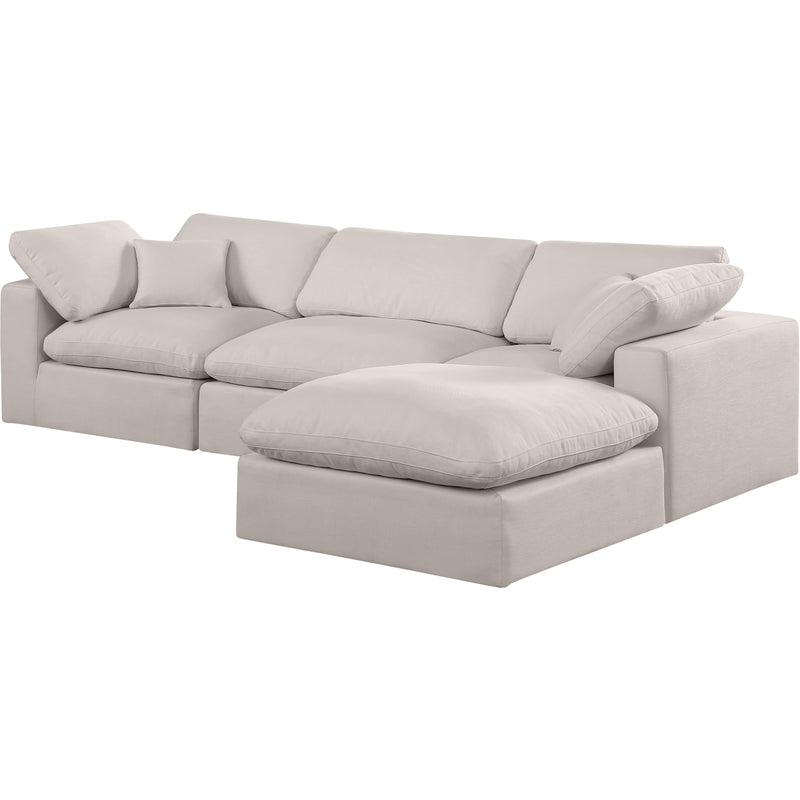 Meridian Comfy Beige Linen Textured Fabric Modular Sectional IMAGE 2