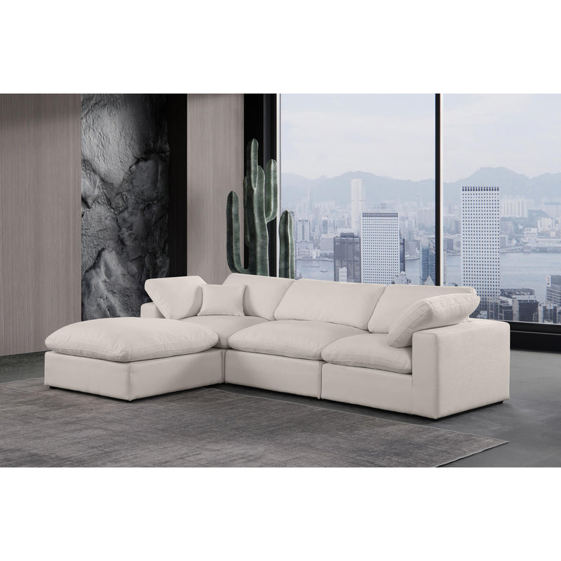 Meridian Comfy Beige Linen Textured Fabric Modular Sectional IMAGE 3