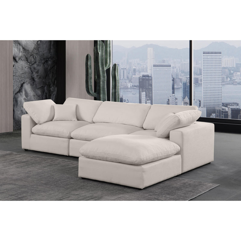 Meridian Comfy Beige Linen Textured Fabric Modular Sectional IMAGE 4